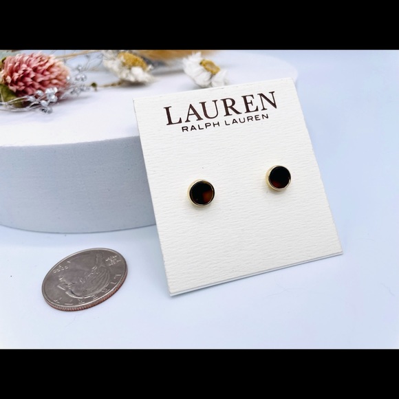 Lauren Ralph Lauren tortoiseshell Logo Mini Stud Earrings - Picture 3 of 3